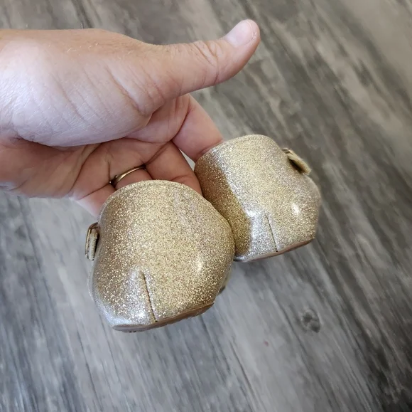 Monkey Feet Golden Pink Glitter Leather Kids Sandals - Gold - Picture 6 of 6